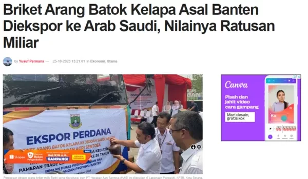 Batok Kelapa Ekspor ke arab